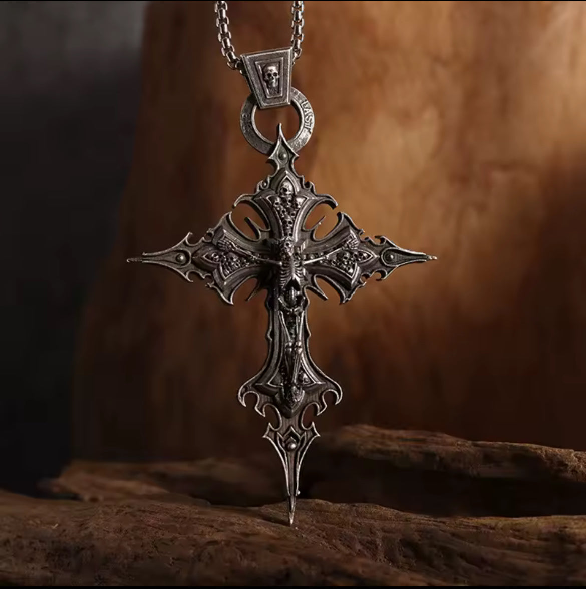 Gothic Style Skeleton Vintage Cross Necklace