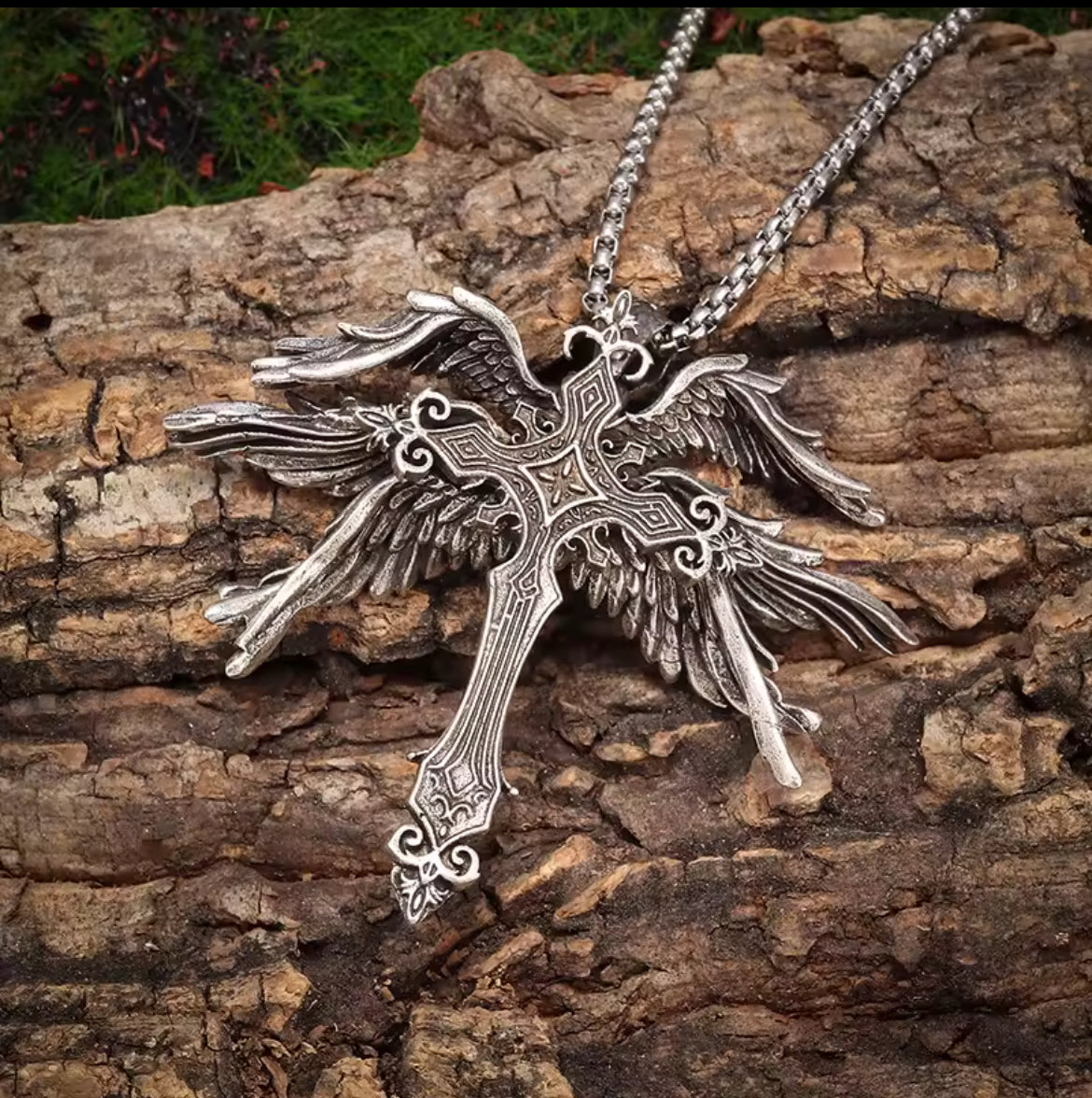 Gothic Wing Style Vintage Christian Necklace