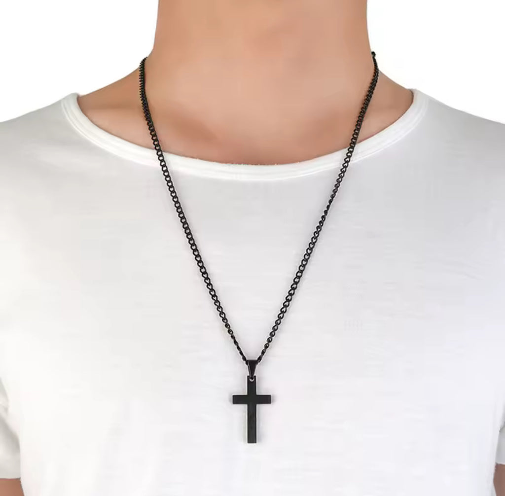 Minimalist Black Cross Chain