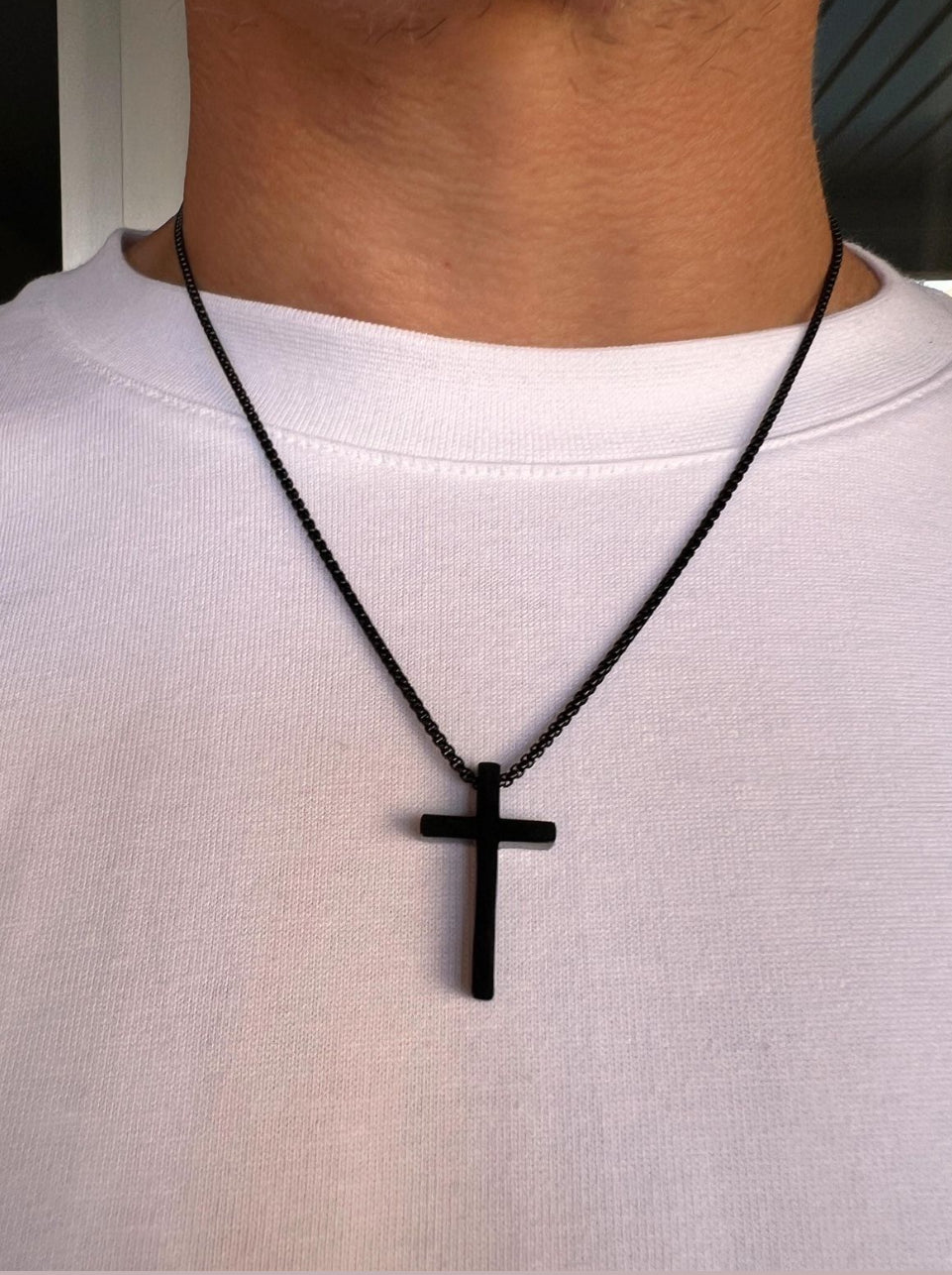Minimalist Black Cross Chain