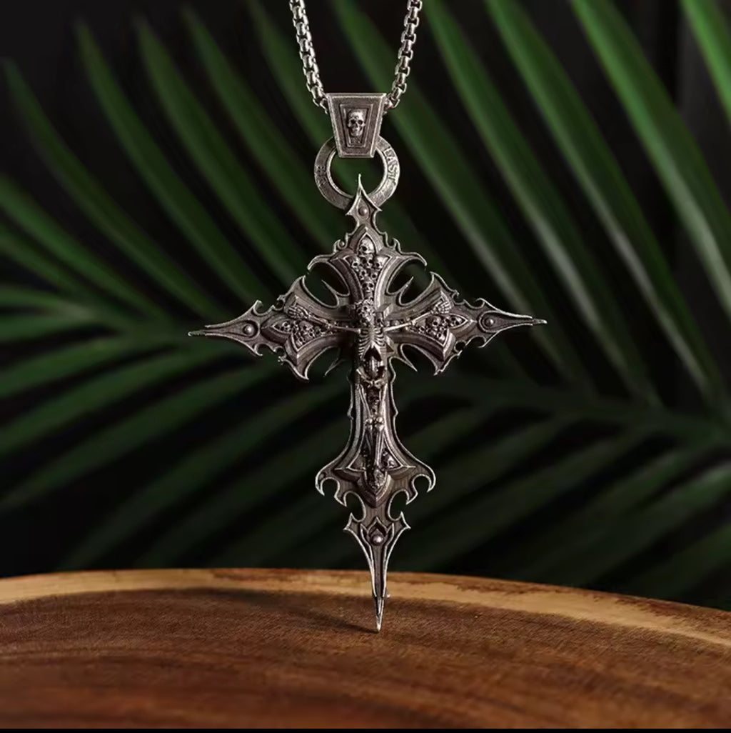 Gothic Style Skeleton Vintage Cross Necklace
