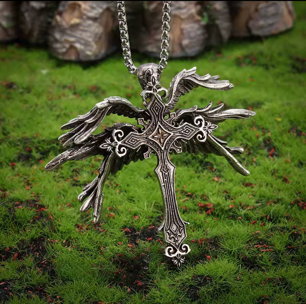 Gothic Wing Style Vintage Christian Necklace