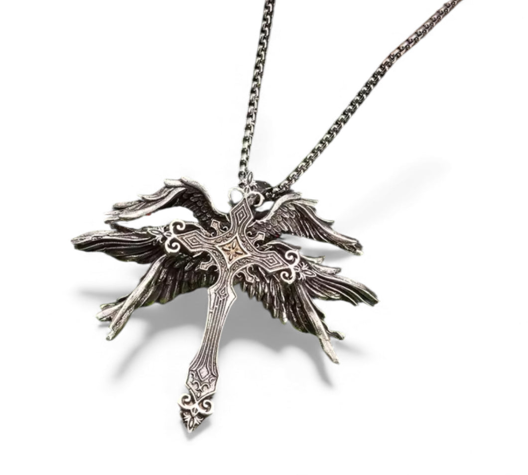 Gothic Wing Style Vintage Christian Necklace