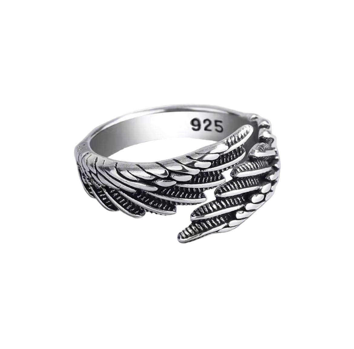 Guardian Angel Wing Ring - Adjustable Sterling Silver Feather Jewelry